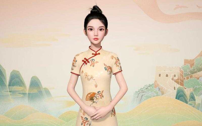 虚拟少女旗袍魅惑风数字人形象免费获取
