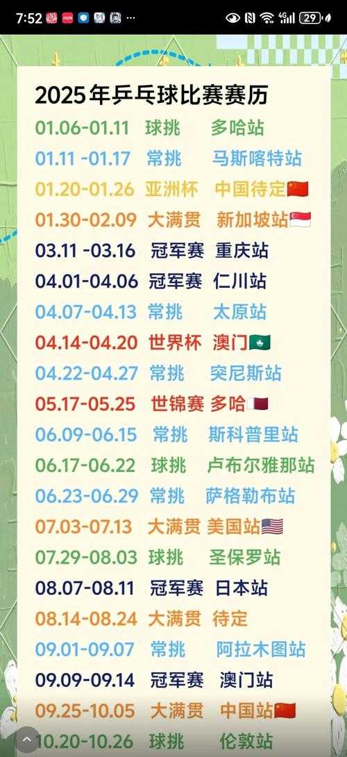 2025年赛事安排一览