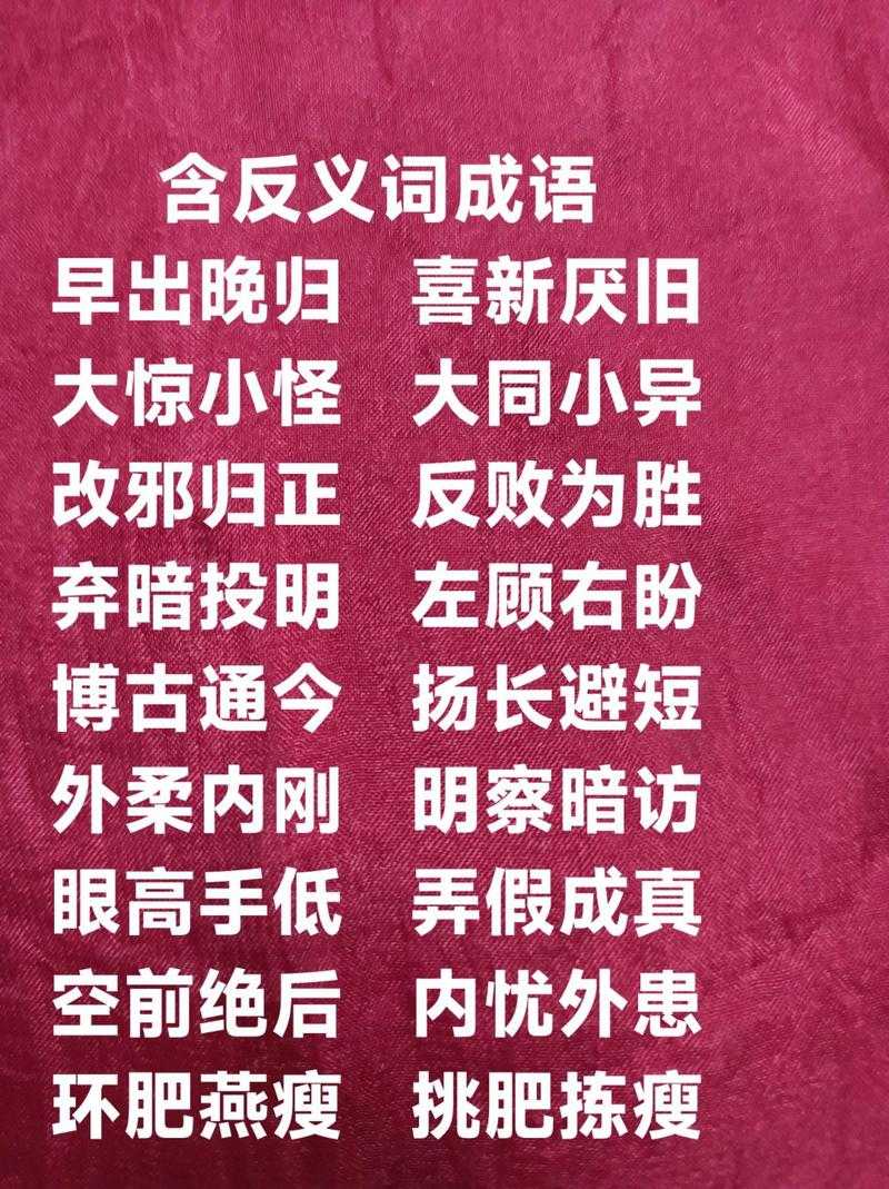 2025年最新整理 含正反义词的成语大全