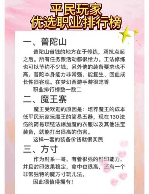 2025年梦幻西游平民玩家职业搭配指南 附权威数据对比
